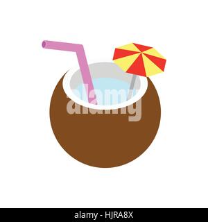 Coconut cocktail icon in isometric 3d style isolated on white background Stock Vector