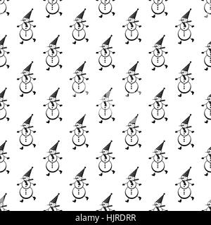 Snowman pattern seamless black for any design Stock Vector