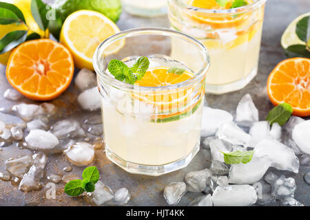 Citrus fruit lemonade in glasses Stock Photo