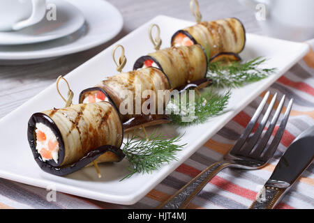 Eggplant Roll With Cheese And Dill Stock Photo - Alamy