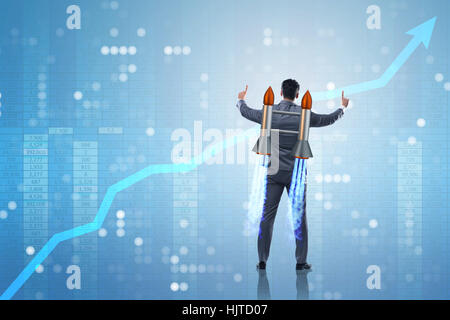 Man with jet pack in business concept Stock Photo