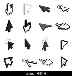 Mouse pointer icons set in isometric 3d style on a white background Stock Vector