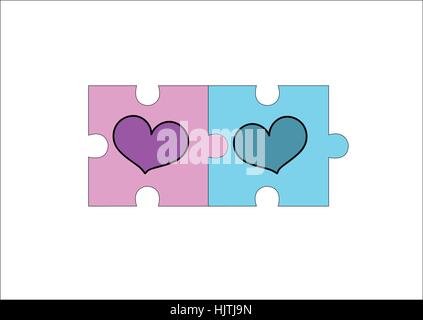 puzzle love heart halves on a white background. Stock Vector