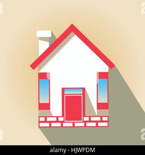 Icon house. with a red roof on  pastel background Stock Vector