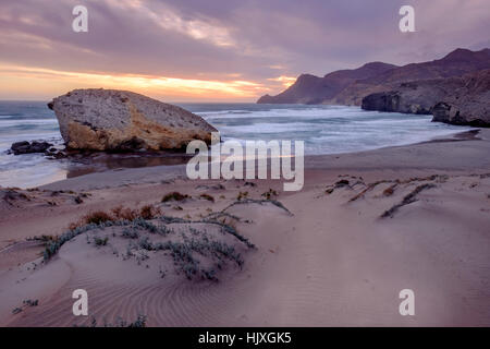 Sunset at Monsul Cove from the dunes Stock Photo