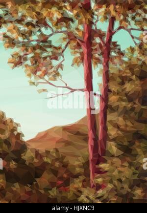 Landscape, Autumn Trees Stock Vector