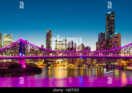 Bridge and skyscrapers in Brisbane at twilight Stock Photo