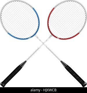 Badminton rackets on a white background. Stock Vector