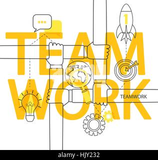 Modern thin line infographic of teamwork concept. For web, internet, mobile apps, interface design. Stock Vector