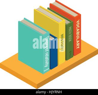 Set of books and tutorials. Isometric flat vector. Stock Vector