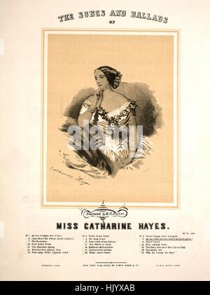 Sheet music cover image of the song '[Foster-Hall Reproductions] The Songs and Ballads of Miss Catharine Hayes No6 Ah! My child (Ah mon fils), from 'La Prophete'', with original authorship notes reading 'Translated by S[tephen] C[ollins] Foster Music by Meyerbeer', United States, 1900. The publisher is listed as 'Firth, Pond and Co.', the form of composition is 'strophic with chorus', the instrumentation is 'piano and voice', the first line reads 'Ah! my child! Ah! my child! For thy poor mother Didst thous then smother all thy sweet dreams', and the illustration artist is listed as 'Quidor E Stock Photo