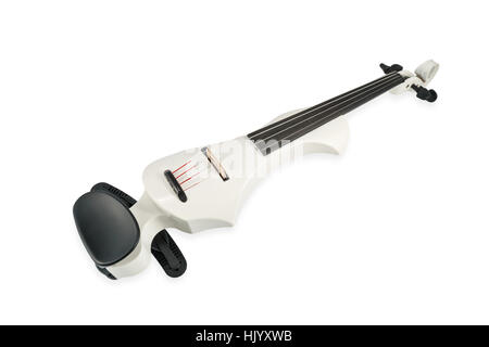 Beautiful narrow white electric violin isolated on a white background Stock Photo