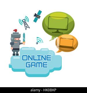online games character concept bubble speech technology satellite vector illustration eps 10 Stock Vector