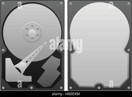 Hard disk on a white background. Stock Vector