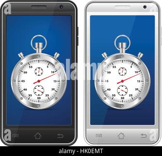 Smart phone with symbol on a white background. Stock Vector