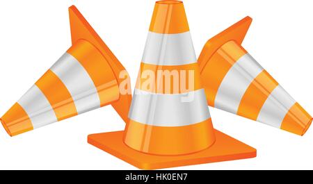 Traffic cones on a white  background. Stock Vector