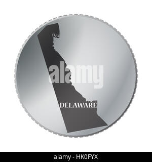 A Delaware state coin isolated on a white background Stock Photo