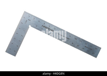 A set square for technical drawing on a white background Stock Photo