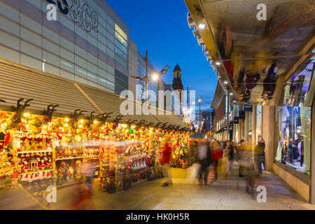 Christmas Market on New Cathedral Street, Manchester, England, United Kingdom Stock Photo