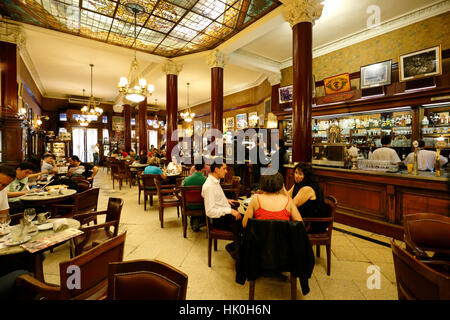 Art Nouveau interior of Cafe Tortoni on Avenida de Mayo, Buenos Aires, Argentina, South America Stock Photo