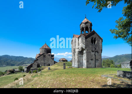 Cathedral and bell towr of the 11th century Haghpat Monastery, Surb Nishan, Haghpat, Lori Province, Armenia, Caucasus Stock Photo