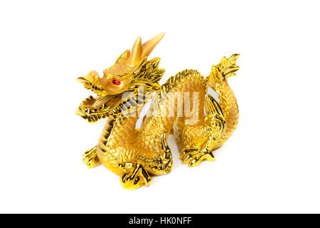 Golden dragon isolated on white background. Stock Photo