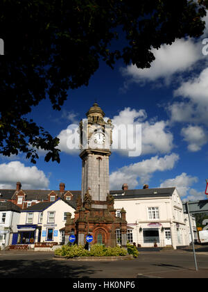 Clock tower at the junction of Queen Street and New North Road, Exeter, Devon.  Erected in 1897 in memory of magistrate William Miles. Stock Photo