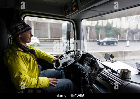 Professional driver at the Autobahn A46 near Wuppertal Stock Photo