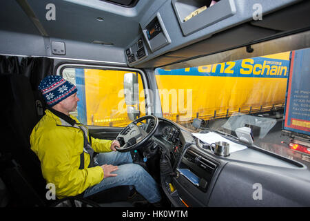 Professional driver at the Autobahn A46 near Wuppertal Stock Photo