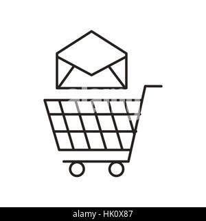 shopping cart with envelope icon over white background. vector illustration Stock Vector