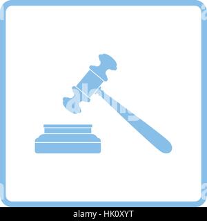 Judge hammer icon. Blue frame design. Vector illustration. Stock Vector