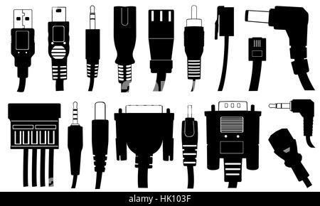 Set of different connectors isolated Stock Photo