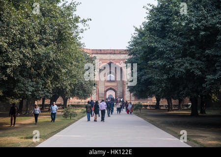 The entrance to Humayun's Tomb in New Delhi, India, the tomb of the Mughal Emperor Humayun. Stock Photo