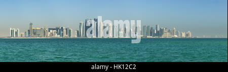 the skyline of Doha in Qatar from across the bay Stock Photo