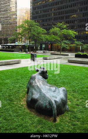 Statue of cow laying down in Toronto Dominion Square in Toronto Ontario Canada Stock Photo
