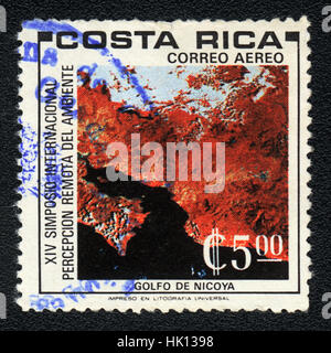 A postage stamp printed in Costa Rica shows a Gulf of Nicoya ,  circa 1975 Stock Photo