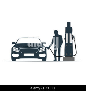 Liquid propane gas station. Black modern SUV car refueling tank