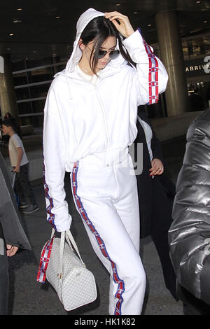 Los Angeles, USA. 25th Jan, 2017. Kendall Jenner seen at LAX airport in Los Angeles, California. Credit: John Misa/Media Punch/Alamy Live News Stock Photo