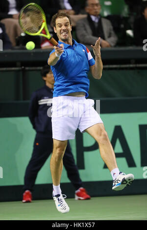 Ariake Coliseum, Tokyo, Japan. 3rd Feb, 2017. Richard Gasquet (FRA) during the BNP Paribas 1st round tennis tournament Japan vs France, at Ariake Coliseum in Tokyo. Credit: YUTAKA/AFLO SPORT/Alamy Live News Stock Photo