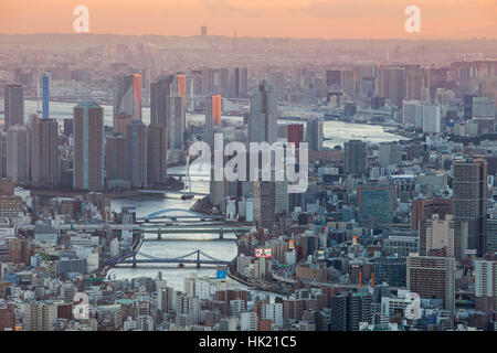 Townscape, View of Sumidagawa river, Tokyo, Japan Stock Photo
