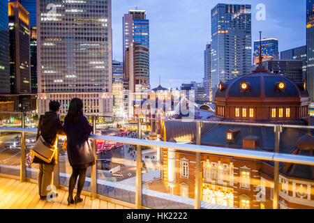 Townscape, Tokyo Station and skyscrapers of Marunouchi from Kitte building, Marunouchi, Tokyo, Japan Stock Photo