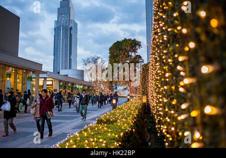 Townscape, Xmas, Christmas decoration, and NTT DoCoMo Yoyogi Building, southern terrace,in Shinjuku, Tokyo, Japan