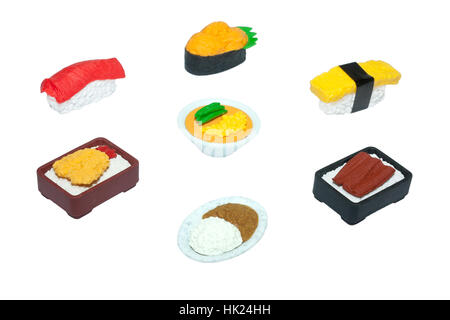 Japanese Food Rubber-Toy Isolated On White Stock Photo