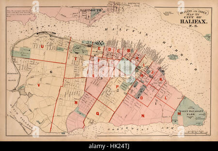 Map of Halifax 1878 Stock Photo