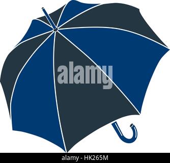 Icon blue petals round umbrella. Vector illustration. Stock Vector