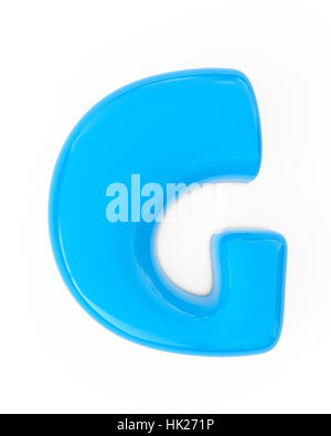 3d blue funny bubble number G letter isolated white background Stock Photo