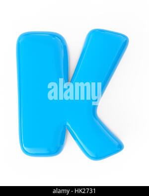 3d blue funny bubble number K letter isolated white background Stock Photo