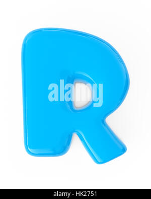 3d blue funny bubble number R letter isolated white background Stock Photo