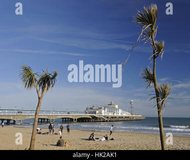 Bournemouth Beach and Pier Springtime Bournemouth Dorset England Stock Photo