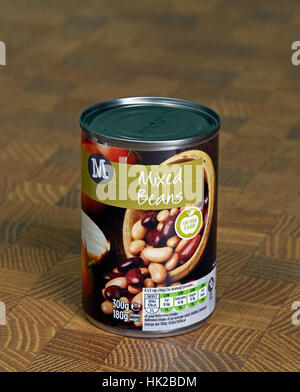 Can of Morrison's Mixed Beans. Stock Photo